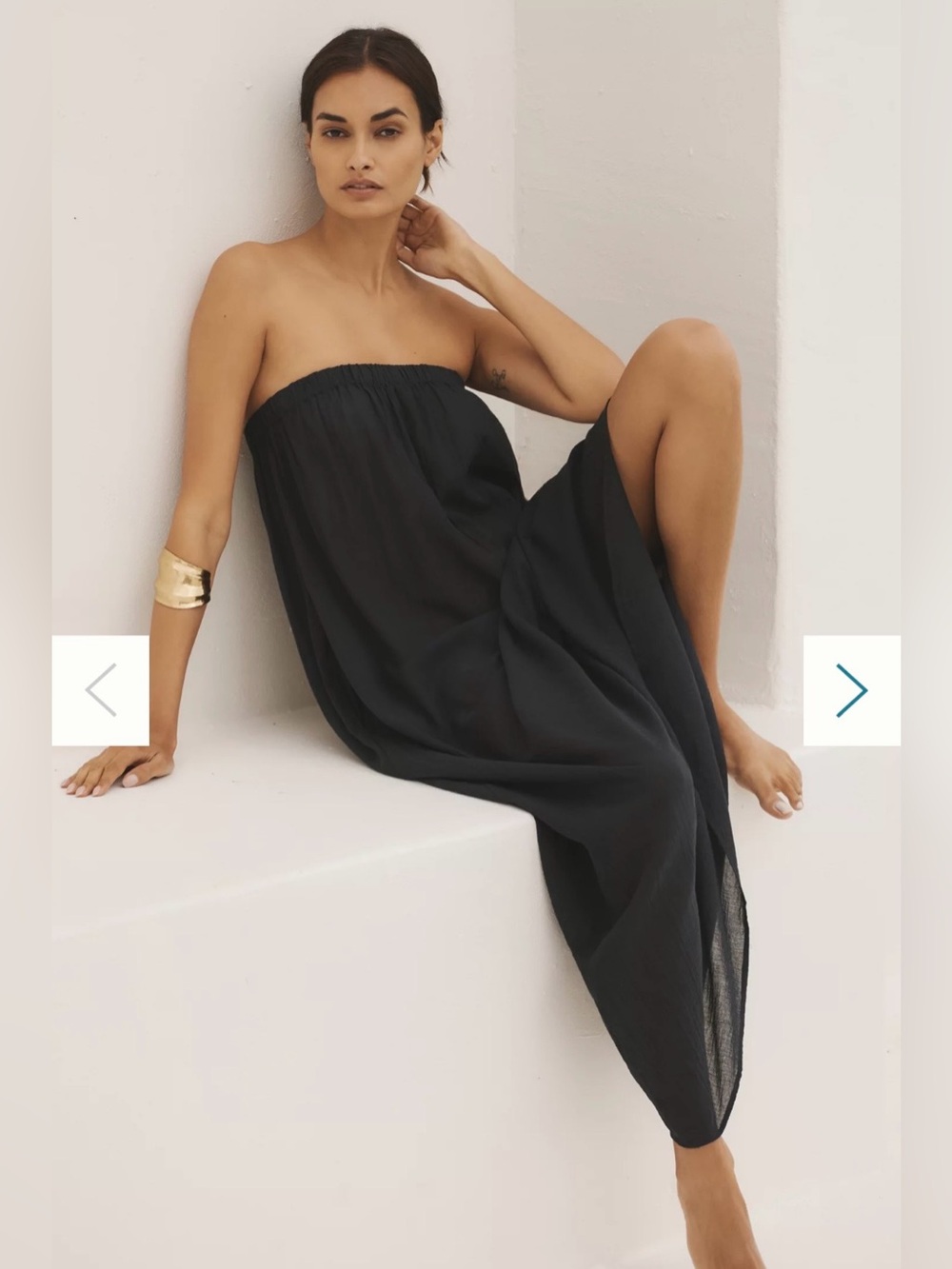 By Anthropologie Strapless Gauze Maxi Dress Black Onyx/ XS